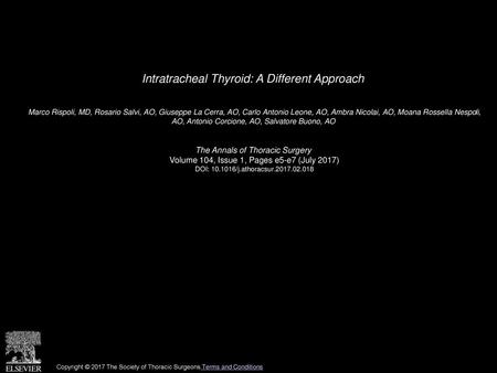 Intratracheal Thyroid: A Different Approach