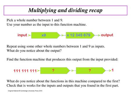 Multiplying and dividing recap