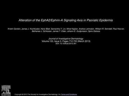 Alteration of the EphA2/Ephrin-A Signaling Axis in Psoriatic Epidermis