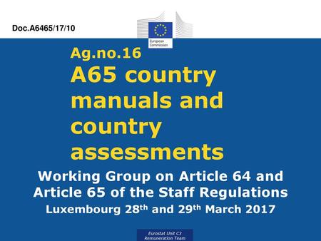Ag.no.16 A65 country manuals and country assessments