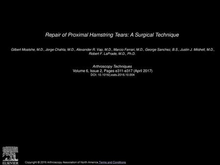 Repair of Proximal Hamstring Tears: A Surgical Technique