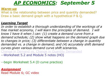AP ECONOMICS: September 5