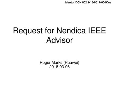 Request for Nendica IEEE Advisor