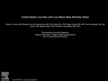 United States Counties with Low Black Male Mortality Rates