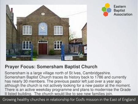 Prayer Focus: Somersham Baptist Church