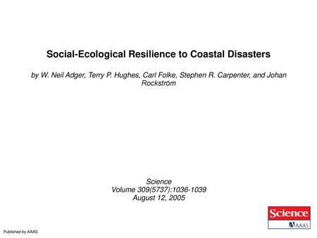 Social-Ecological Resilience to Coastal Disasters