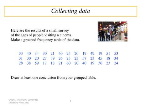Collecting data [ S1.1 Core Plenary]
