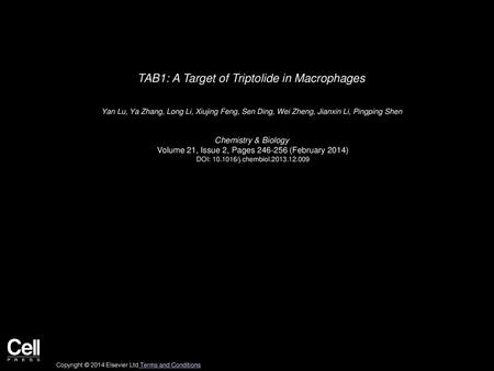 TAB1: A Target of Triptolide in Macrophages