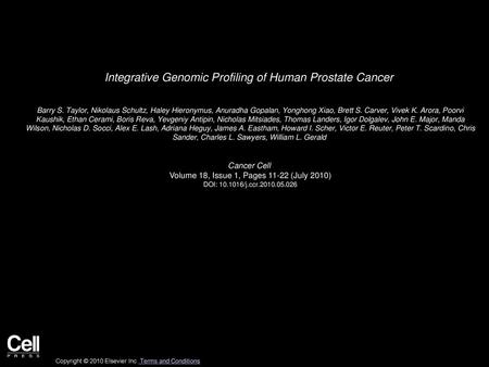 Integrative Genomic Profiling of Human Prostate Cancer