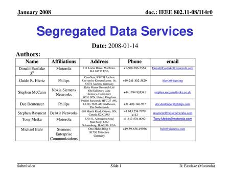 Segregated Data Services