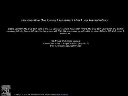Postoperative Swallowing Assessment After Lung Transplantation