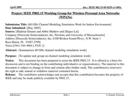 <month year> doc: IEEE a April 2005