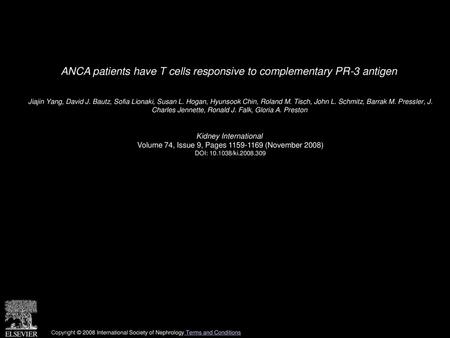 ANCA patients have T cells responsive to complementary PR-3 antigen