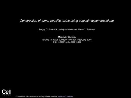 Construction of tumor-specific toxins using ubiquitin fusion technique