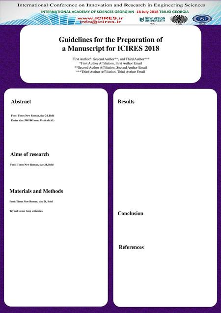 Guidelines for the Preparation of a Manuscript for ICIRES 2018