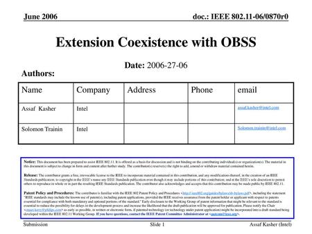 Extension Coexistence with OBSS