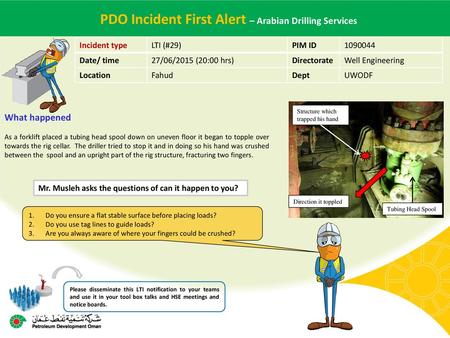 PDO Incident First Alert – Arabian Drilling Services
