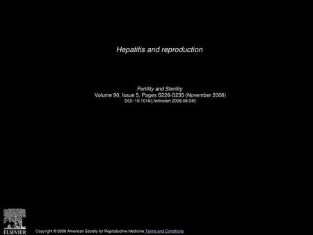 Hepatitis and reproduction
