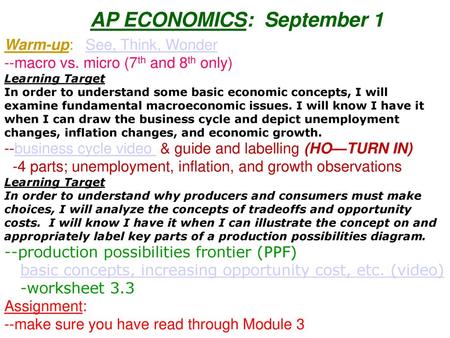 AP ECONOMICS: September 1