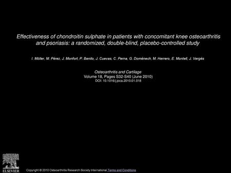 Effectiveness of chondroitin sulphate in patients with concomitant knee osteoarthritis and psoriasis: a randomized, double-blind, placebo-controlled study 