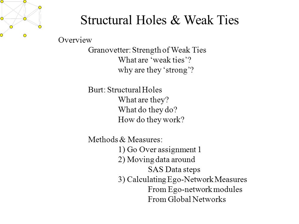 Structural Holes & Weak Ties - ppt video online download