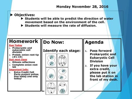 Homework Do Now: Agenda Monday November 28, 2016 Objectives: