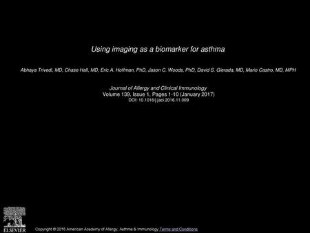 Using imaging as a biomarker for asthma