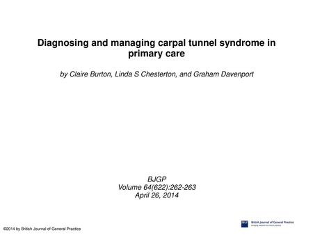 Diagnosing and managing carpal tunnel syndrome in primary care