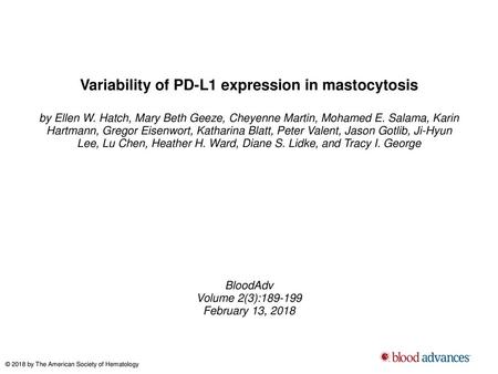 Variability of PD-L1 expression in mastocytosis