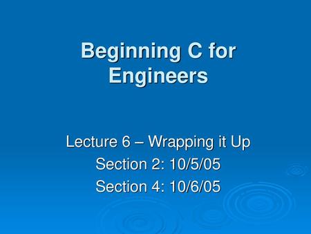 Beginning C for Engineers