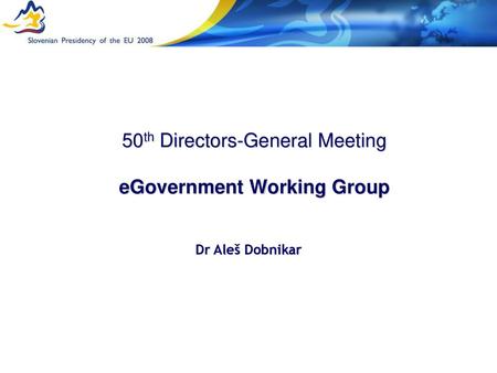 50th Directors-General Meeting eGovernment Working Group