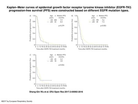Kaplan–Meier curves of epidermal growth factor receptor tyrosine kinase inhibitor (EGFR-TKI) progression-free survival (PFS) were constructed based on.