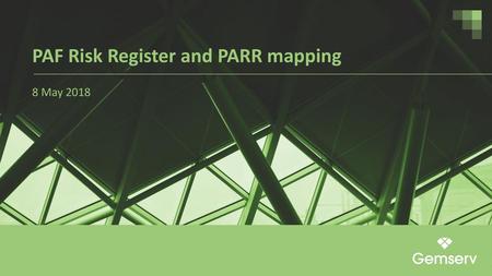 PAF Risk Register and PARR mapping