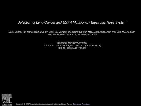 Detection of Lung Cancer and EGFR Mutation by Electronic Nose System