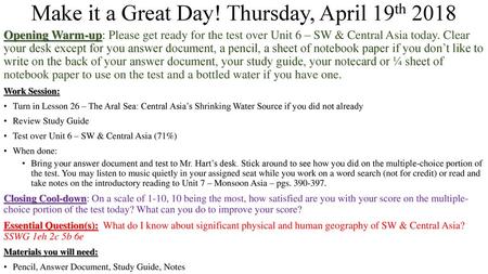 Make it a Great Day! Thursday, April 19th 2018