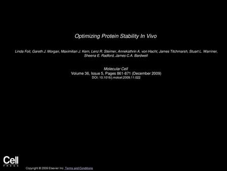 Optimizing Protein Stability In Vivo