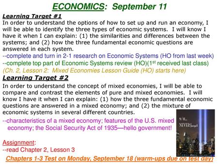 Chapters 1-3 Test on Monday, September 18 (warm-ups due on test day)