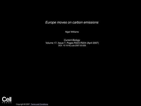 Europe moves on carbon emissions