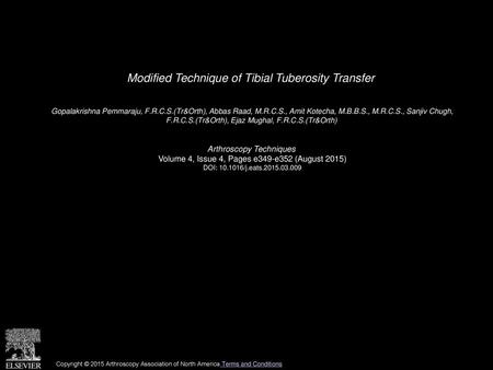 Modified Technique of Tibial Tuberosity Transfer