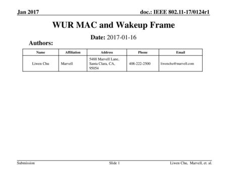 WUR MAC and Wakeup Frame