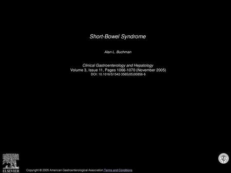 Short-Bowel Syndrome Clinical Gastroenterology and Hepatology