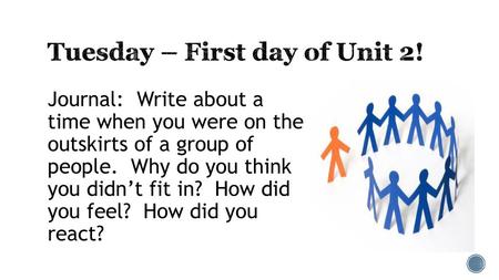 Tuesday – First day of Unit 2!