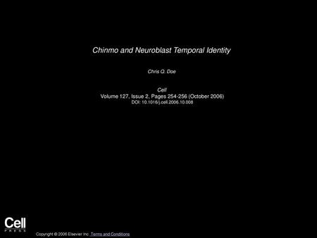 Chinmo and Neuroblast Temporal Identity