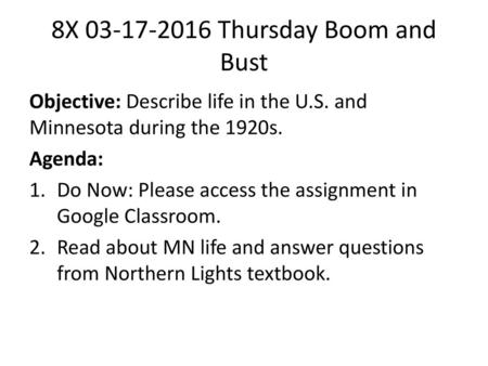 8X Thursday Boom and Bust