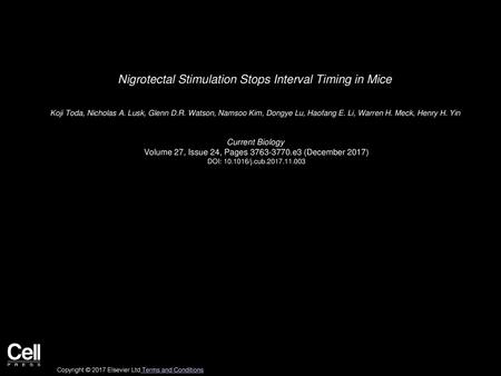 Nigrotectal Stimulation Stops Interval Timing in Mice