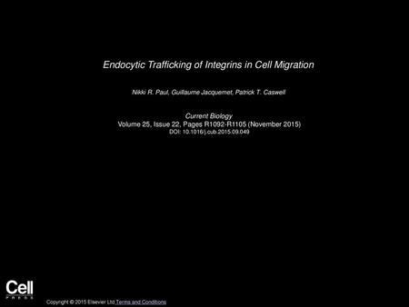 Endocytic Trafficking of Integrins in Cell Migration