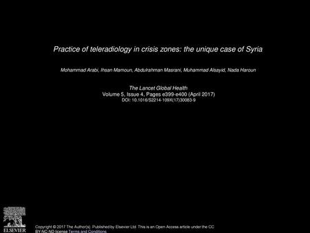Practice of teleradiology in crisis zones: the unique case of Syria