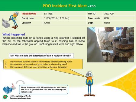 PDO Incident First Alert – PDO