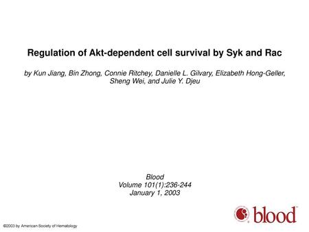 Regulation of Akt-dependent cell survival by Syk and Rac
