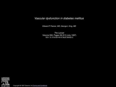 Vascular dysfunction in diabetes mellitus